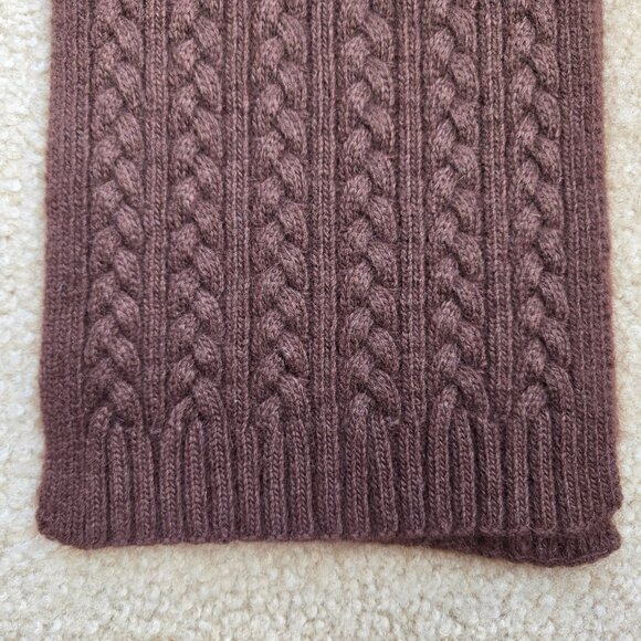 Brown Cashmere Cable Knit Scarf - Picture 2 of 15